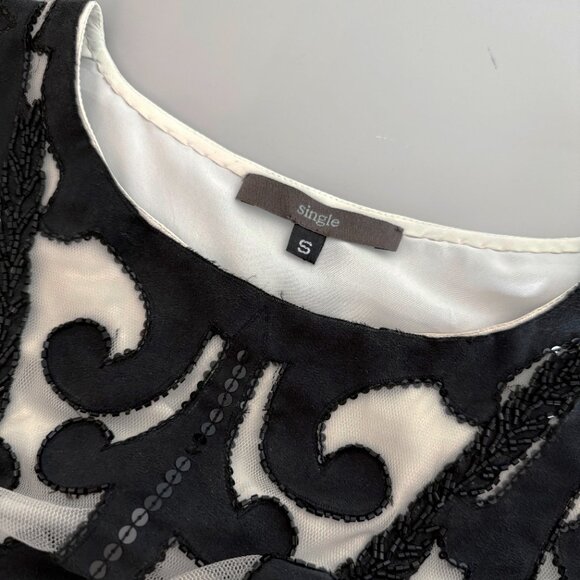 Art Deco inspired beaded black and ivory sheath dress - Picture 6 of 6